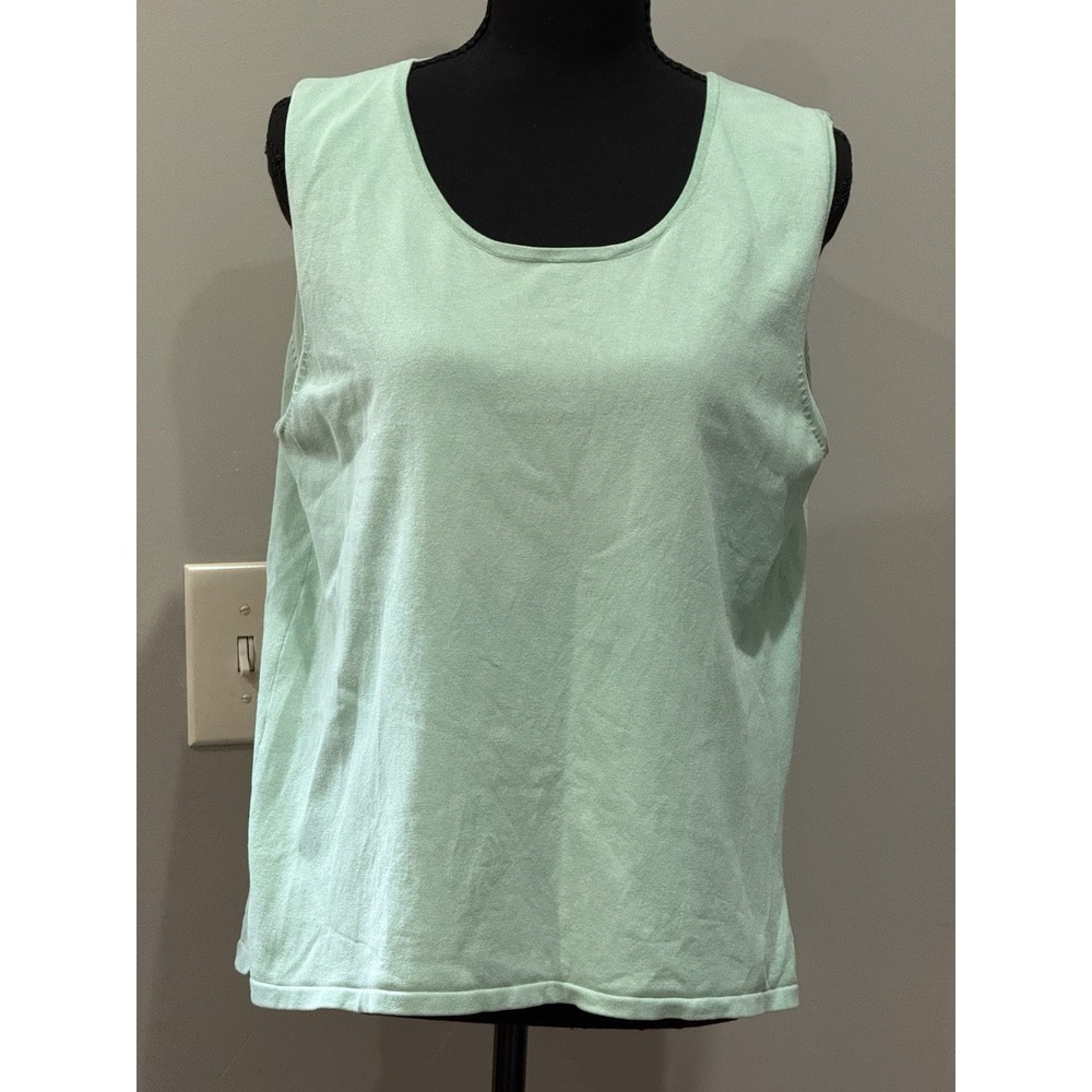 Silk Club‎ Mint Green Tank Large Minimalist Soft Girl Coastal Resort Silk Blend